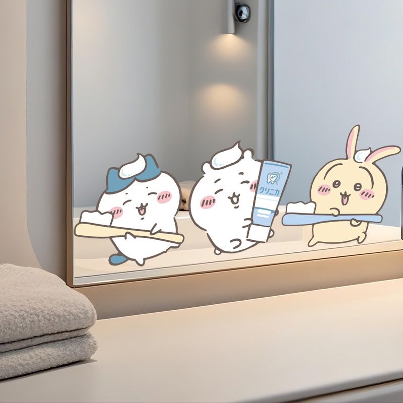 Home Goods Bathroom Accessories - Stiker Cermin Chiikawa Motif Lucu Perekat