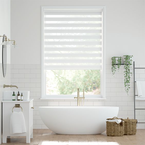 Home Bathroom Window - ZSTARR Tirai Gulung Zebra Elektrik dengan