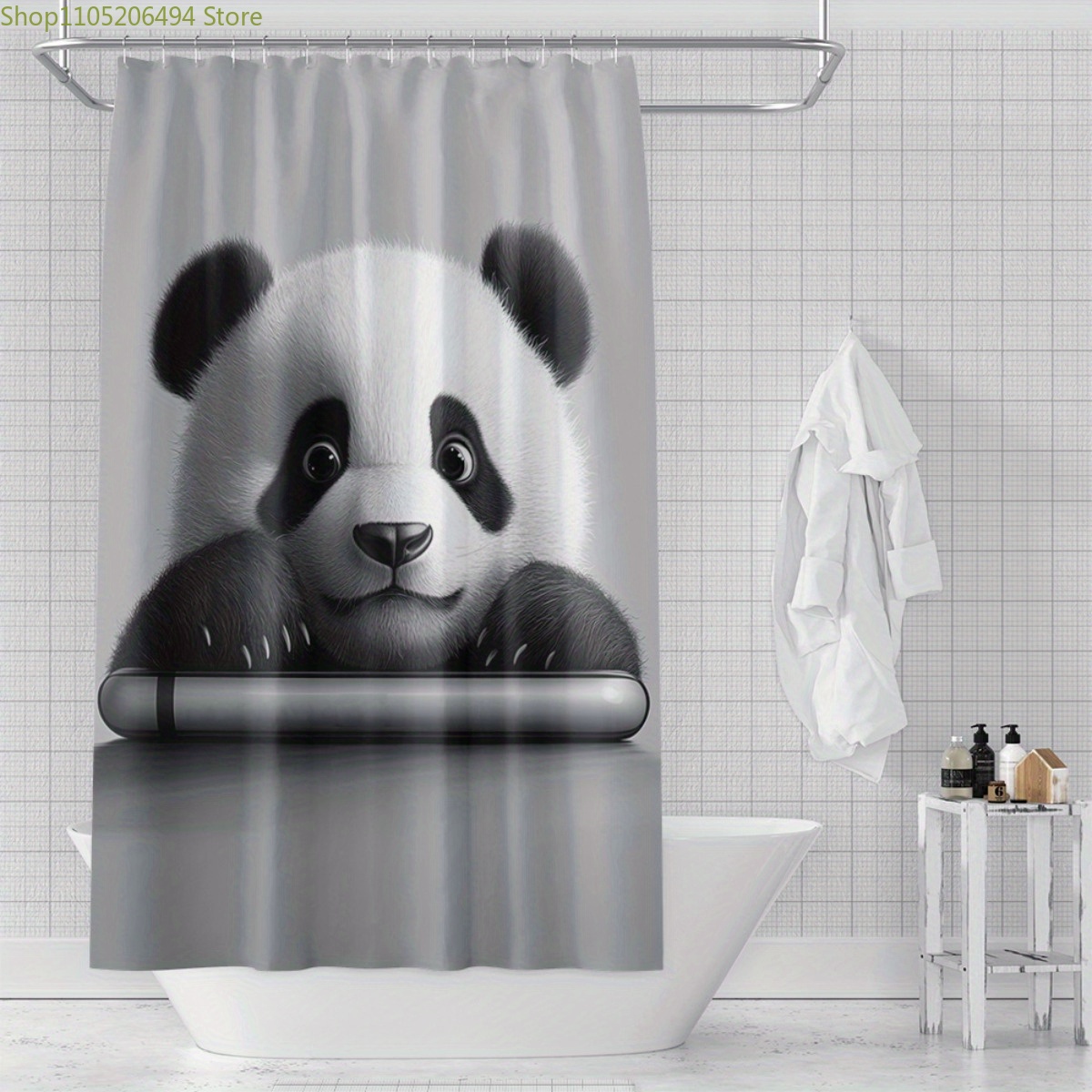 Home Bathroom Design Ideas - Tirai Kamar Mandi Beruang Panda Lucu,