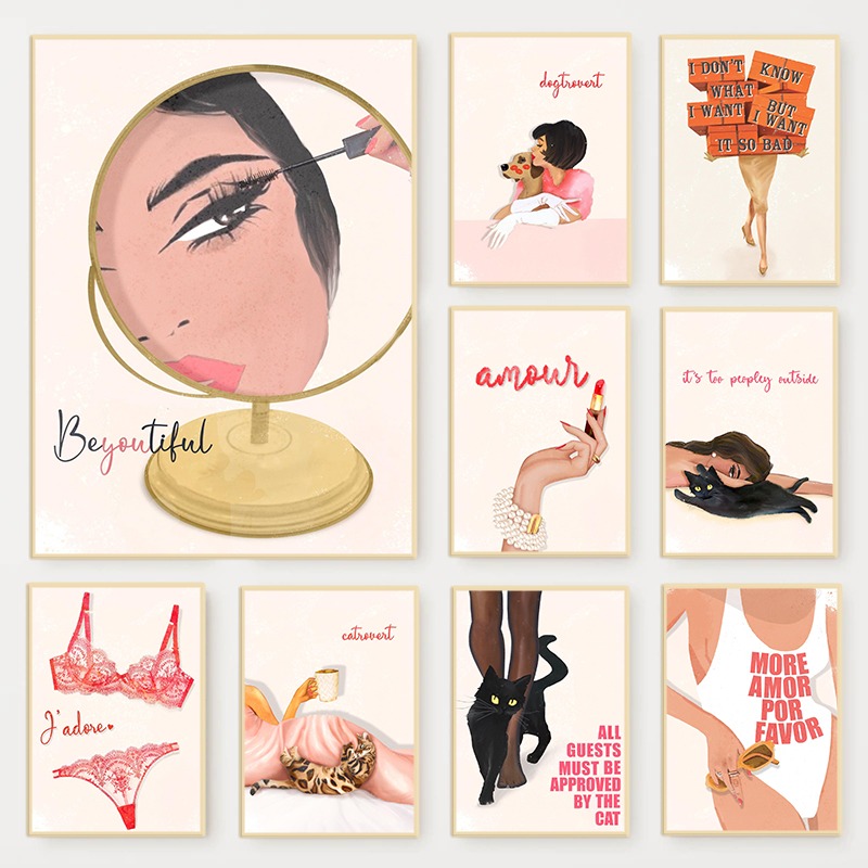 Home Bathroom Quotes - Poster Majalah Fashion Glam Retro Kutipan