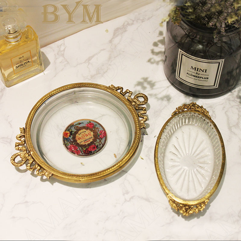 Glass Soap Dish - Baki Penyimpanan Kaca Eropa Dekorasi Relief