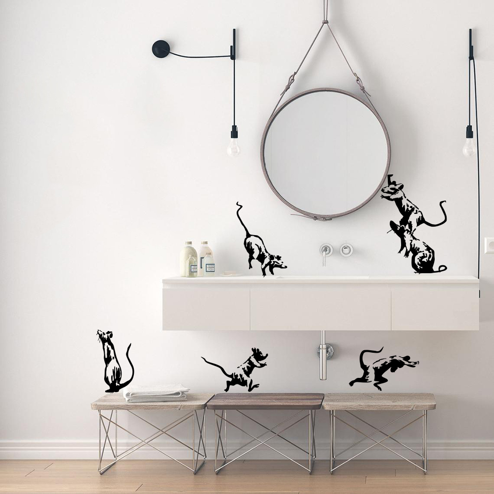 Home Bathroom Window - 5 Buah Stiker Dinding Tikus Toilet