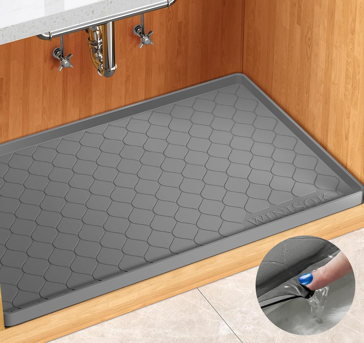 Home Essentials Bathroom Cabinet - Winisok Silicone Under Sink Mat 34