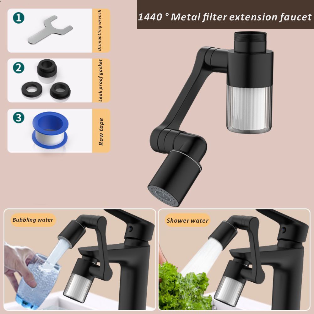 Home Bathroom Taps - Hitam Baru 1440 ° Dapat Diputar
