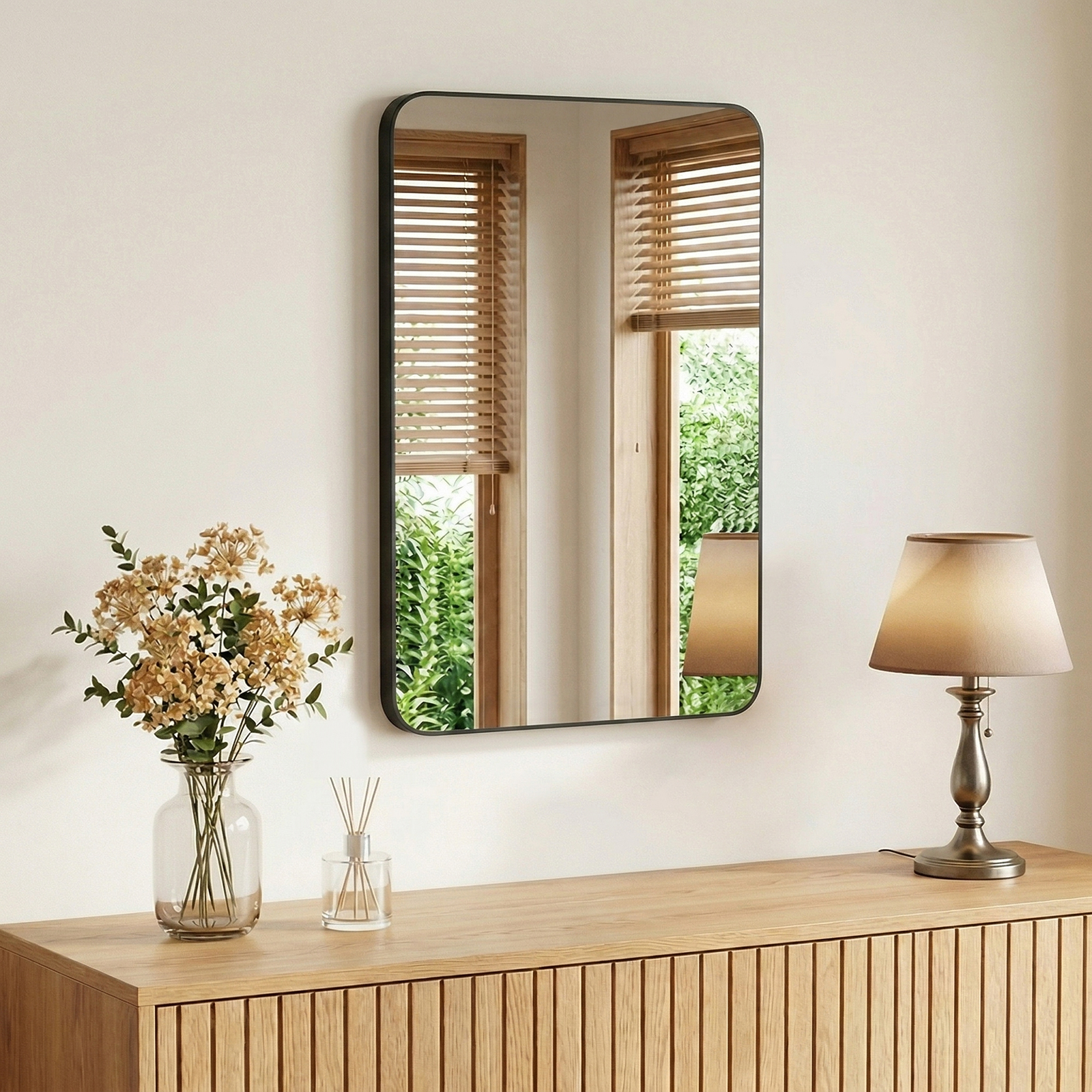 Home Bathroom Glass - Cermin Dinding Persegi Panjang Bulat JHK