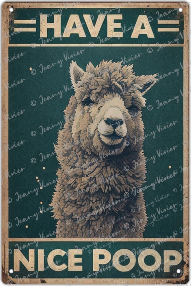 Home Bathroom Pic - Papan Tanda Alpaca Lucu - Papan