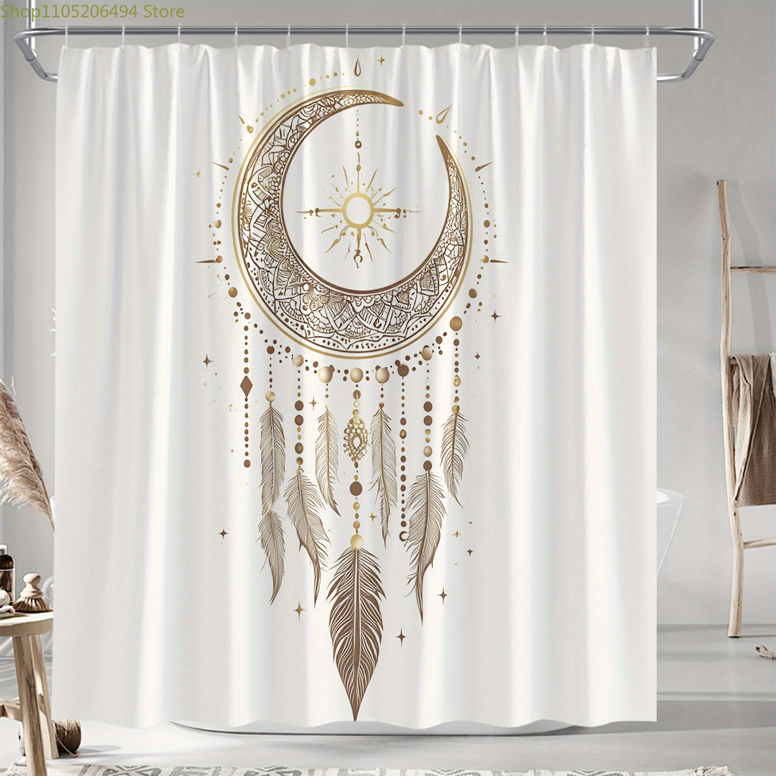 Home Bathroom Design Ideas - Tirai Mandi Golden Moon Dreamcatcher, Desain