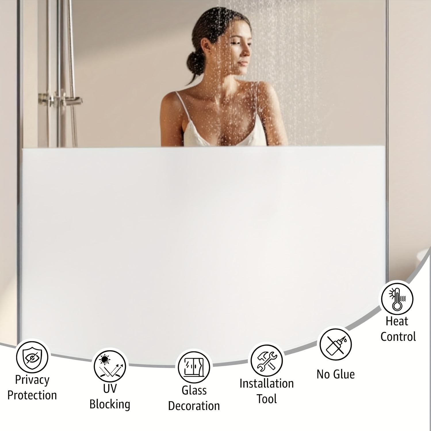 Home Bathroom Glass - Film Jendela Privasi Berwarna Putih Berlapis