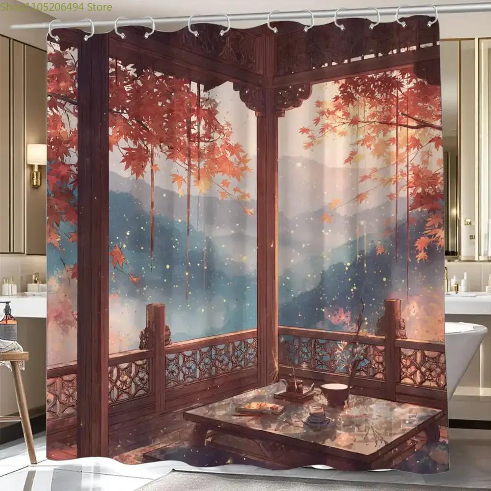 Home Bathroom Design Ideas - Tirai Kamar Mandi Gaya Paviliun Musim