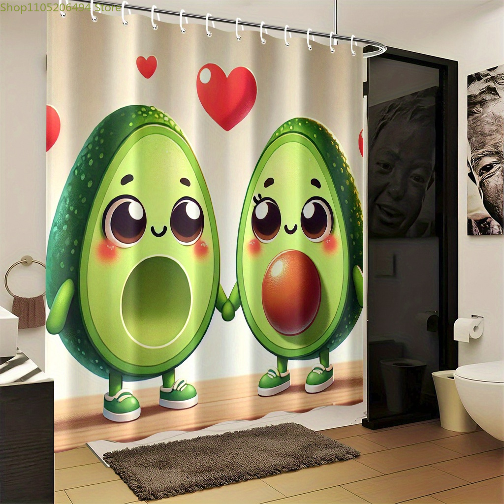 Home Bathroom Design Ideas - Tirai Mandi Pasangan Alpukat Lucu, Desain