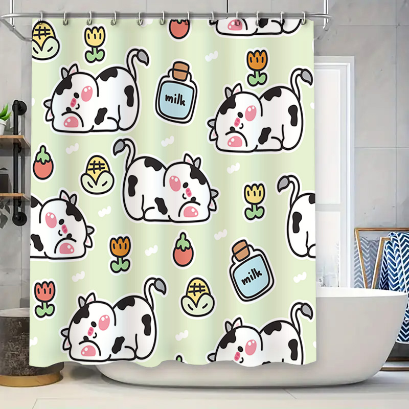 Home Bathroom Design Ideas - Tirai Mandi Gambar Sapi Menggemaskan untuk