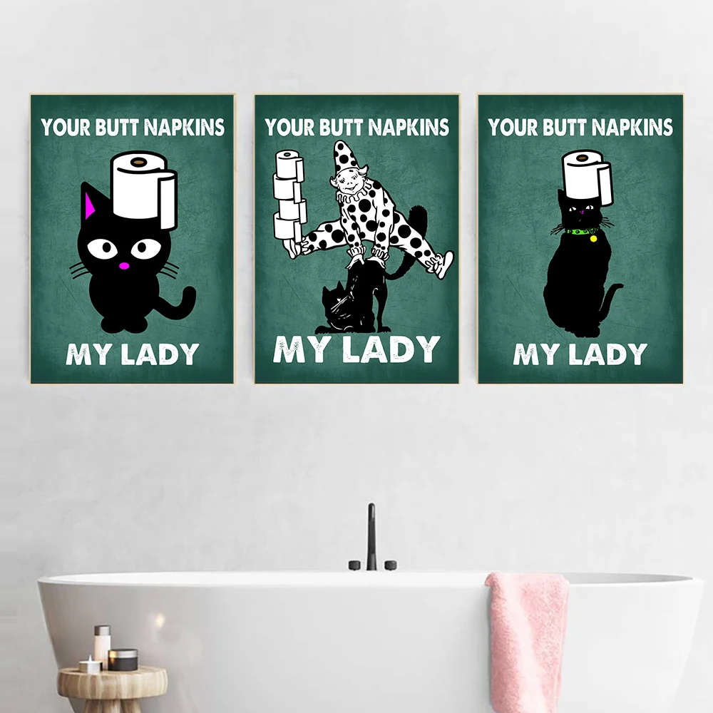Home Bathroom Quotes - Poster Toilet kucing serbet pantat Anda