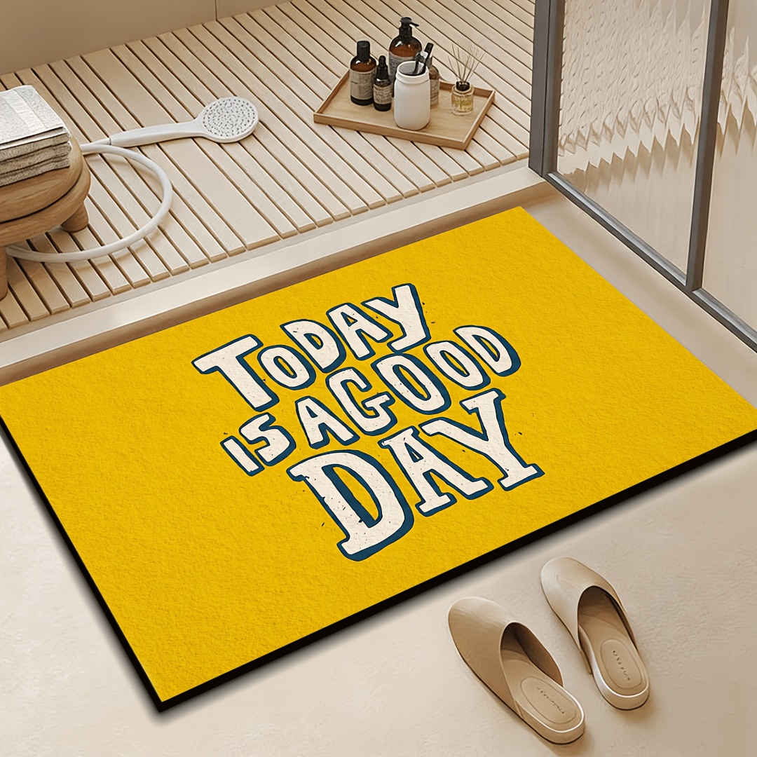 Home Bathroom Quotes - Keset Pintu Kuning dengan Tulisan 