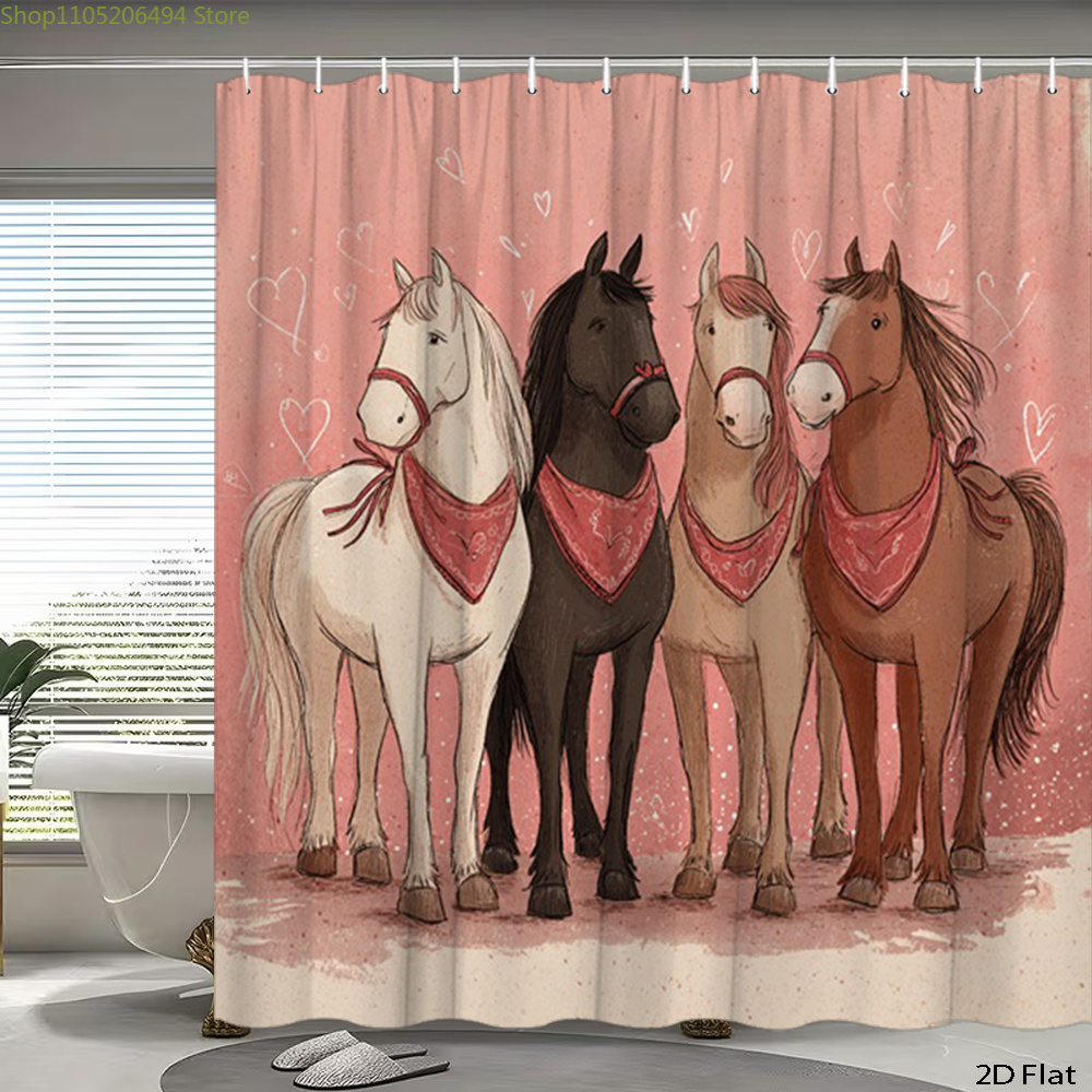Home Bathroom Design Ideas - Tirai Mandi Kuda Lucu, Desain Hewan