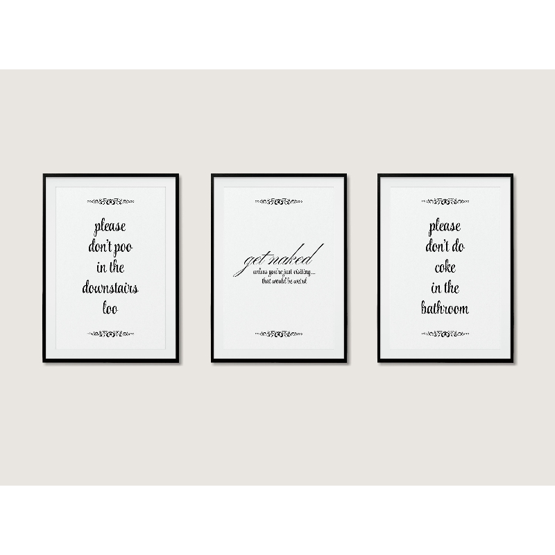 3 buah Poster Seni Kamar Mandi - Home Bathroom Quotes ulasan dan harga