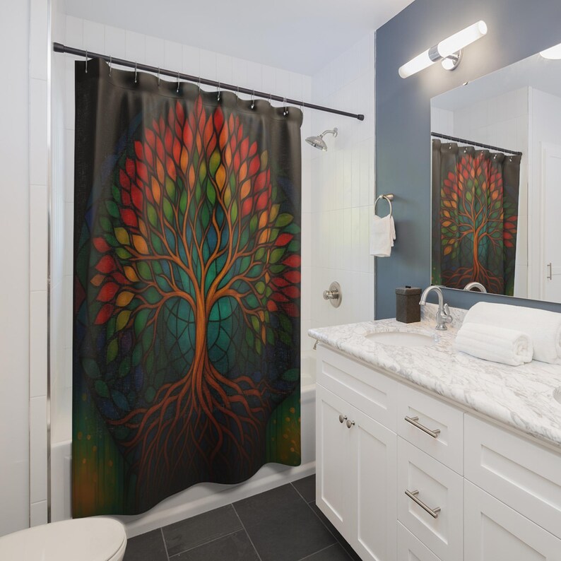Tirai Mandi Pohon Kehidupan Bo - Home Bathroom Design Ideas ulasan dan harga