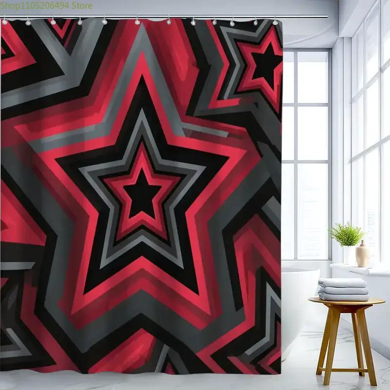 Tirai Mandi Pola Bintang Merah - Home Bathroom Design Ideas ulasan dan harga
