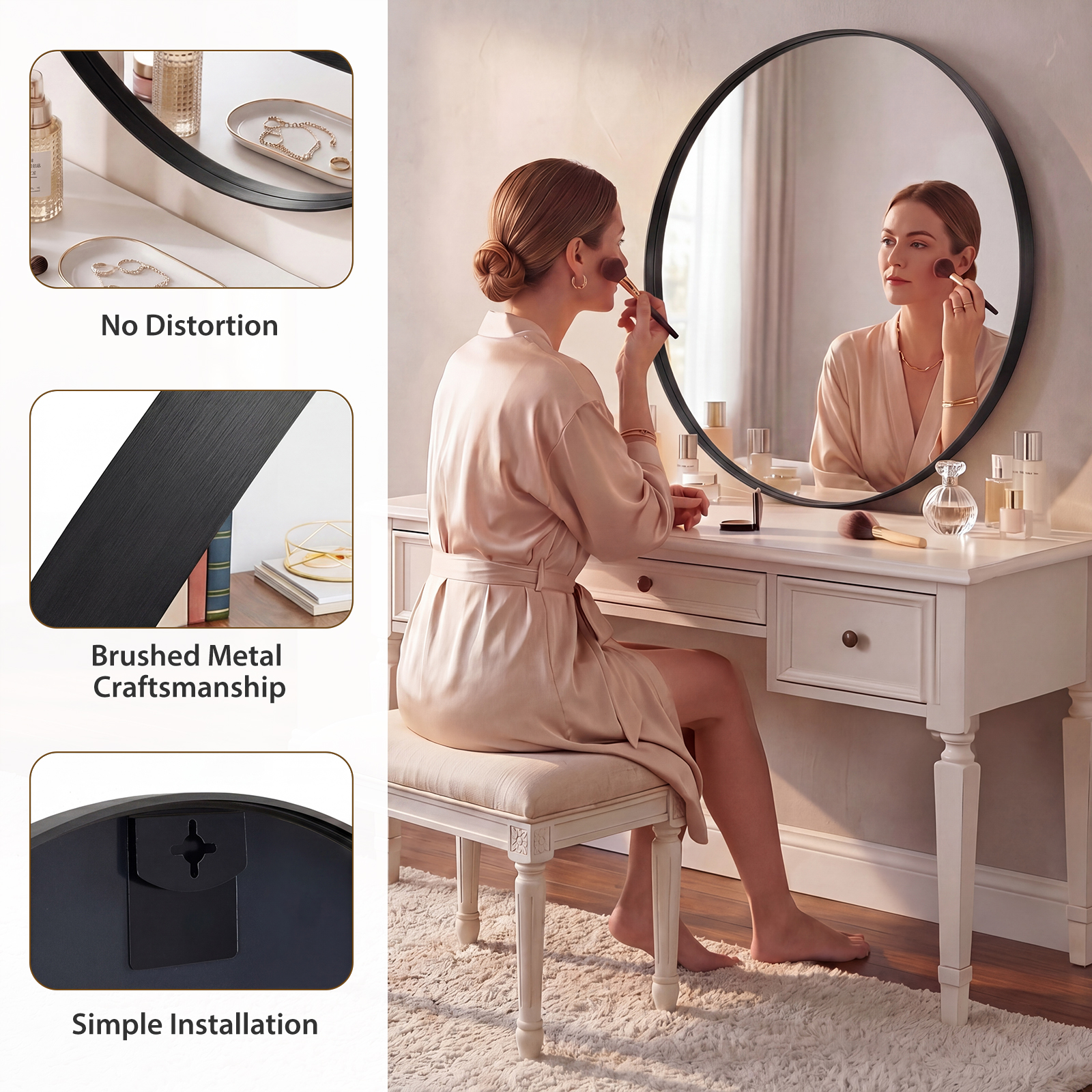 Cermin Rias Bulat Berbingkai E - Home Bathroom Glass ulasan dan harga