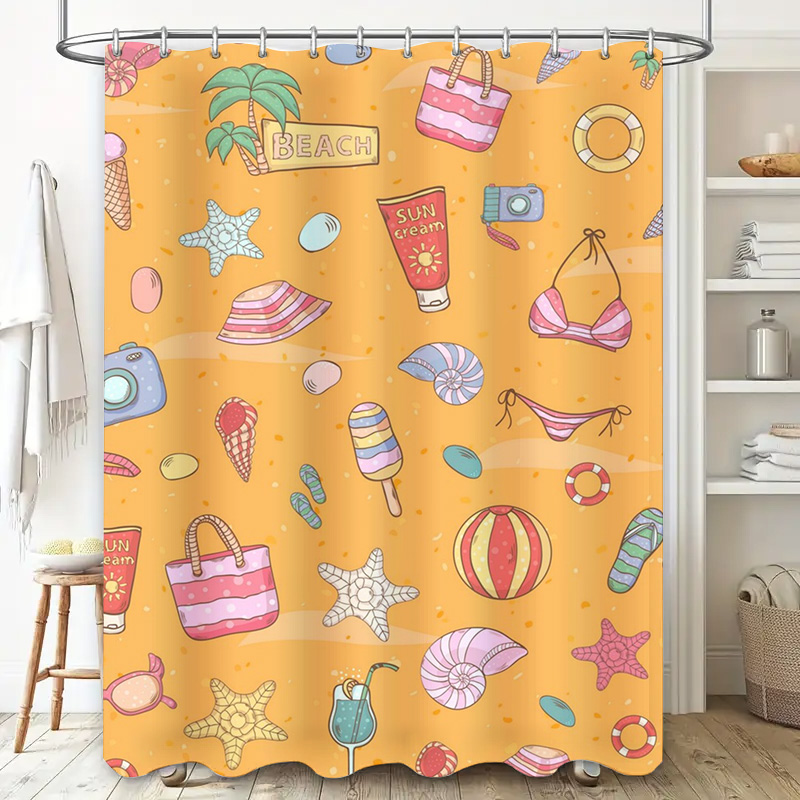 Tirai Kamar Mandi Tema Pantai  - Home Bathroom Design Ideas ulasan dan harga