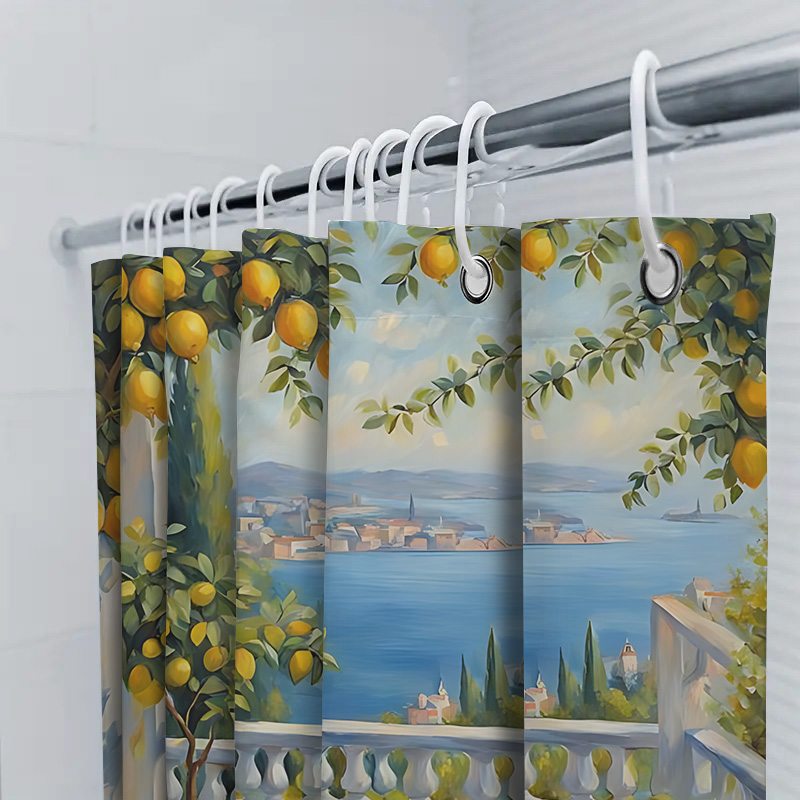 Tirai Kamar Mandi Motif Lemon  - Home Bathroom Design Ideas ulasan dan harga