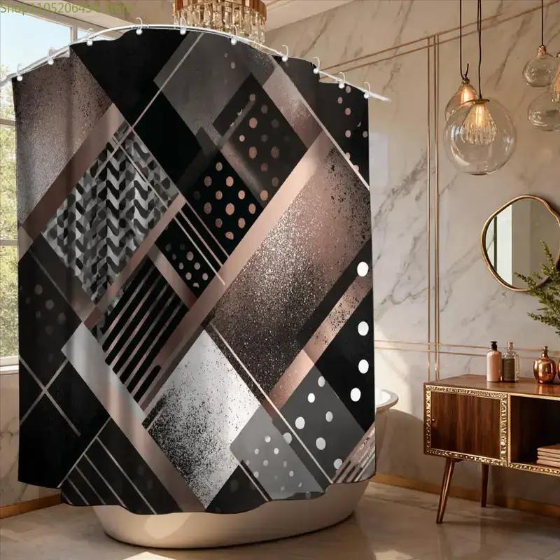 Tirai Mandi Abstrak Geometris  - Home Bathroom Design Ideas ulasan dan harga