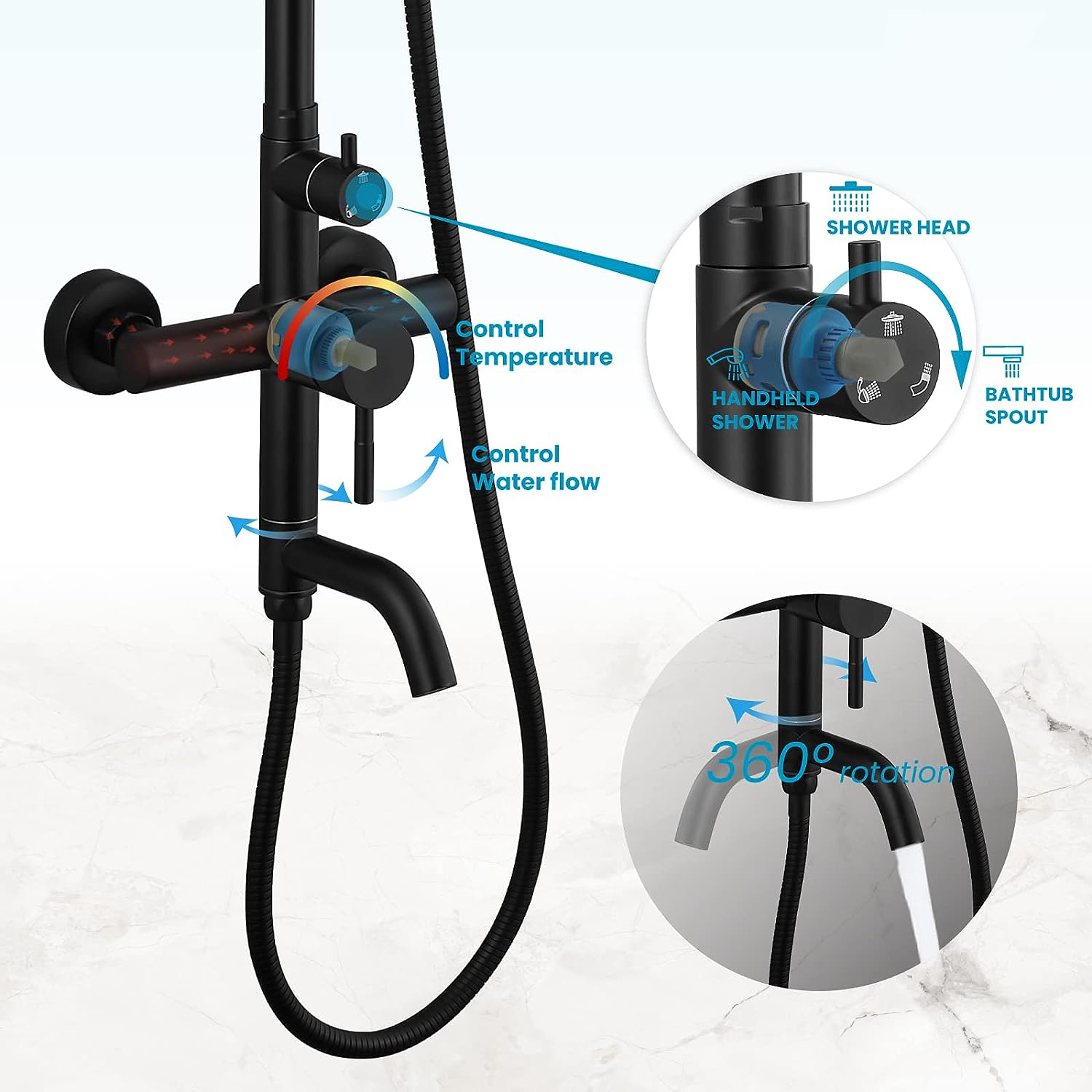 Kemaike Set keran mandi Matte  - Home Bathroom Taps ulasan dan harga