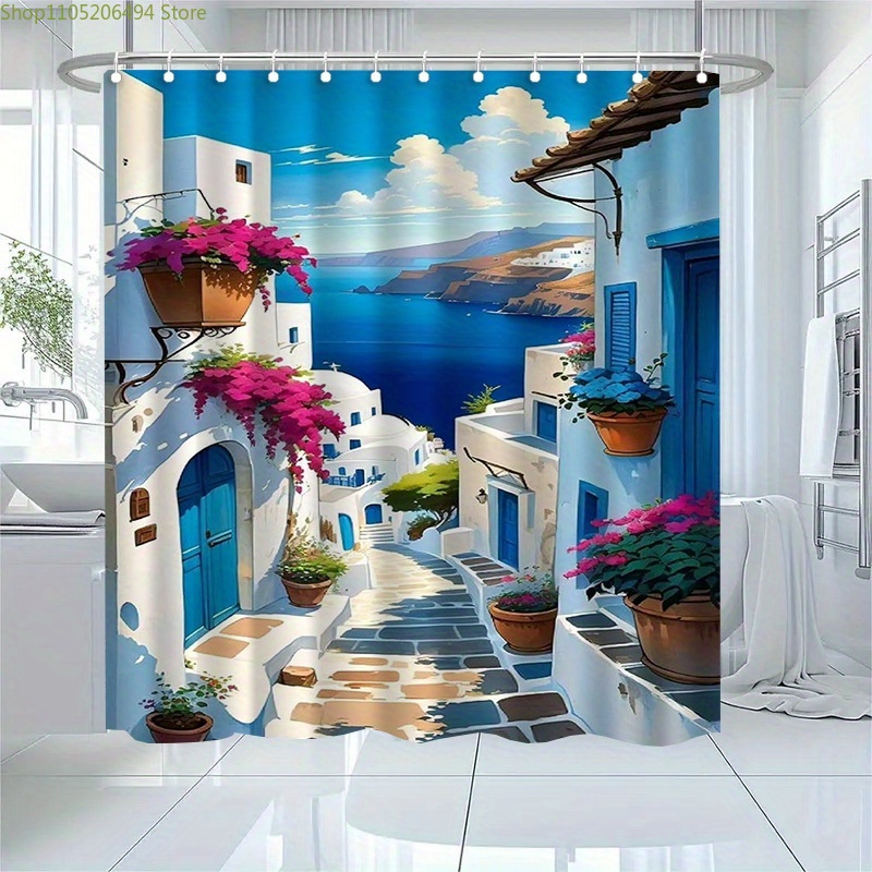 Tirai Kamar Mandi Santorini, P - Home Bathroom Design Ideas ulasan dan harga